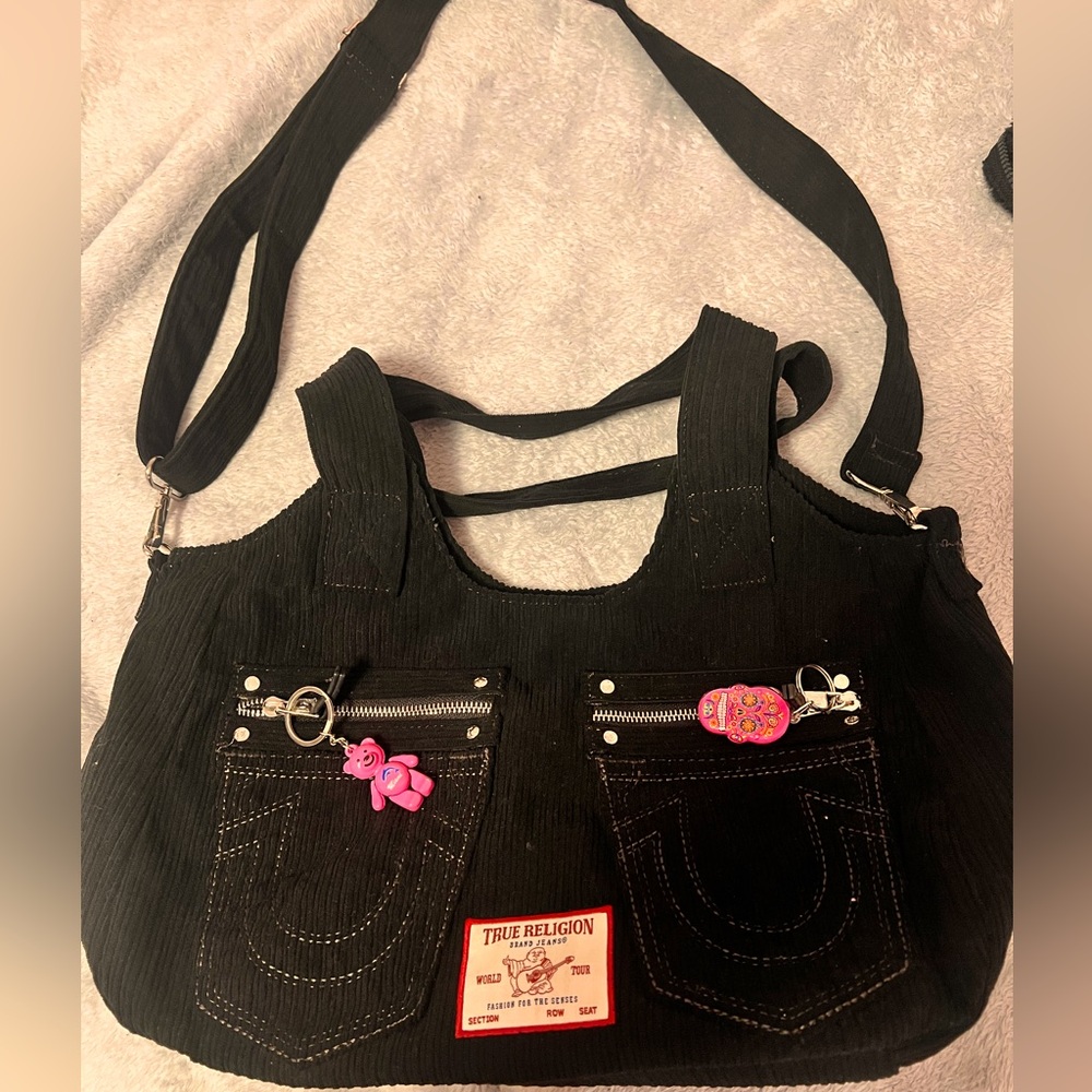 Black True Religion corduroy bag